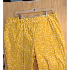 Talbots‎ Pants 16 Womens  Yellow Crop Curvy Chino High Rise Casual Slit Stretch